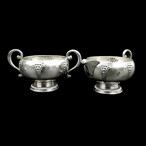 Pair of Amston Sterling Creamer and Sugar