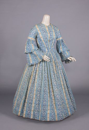 ROLLER PRINTED DAY DRESS, c. 1850