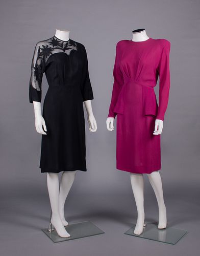 TWO CREPE COCKTAIL DRESSES, AMERICA, 1940s