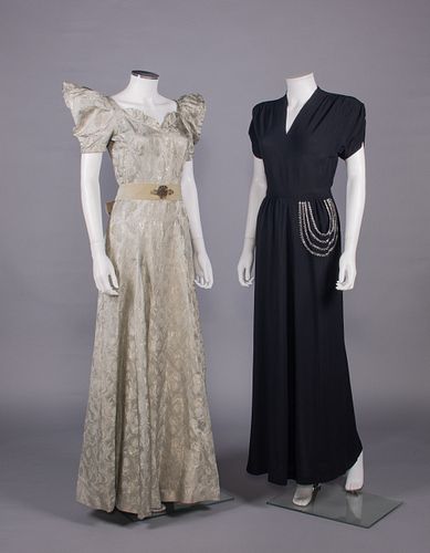 TWO EVENING GOWNS, LATE 1930-EARLY 1940s