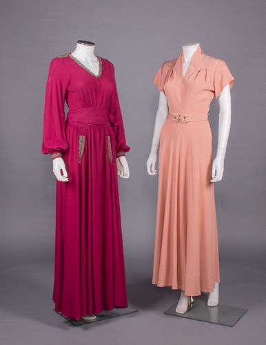 TWO PARTY OR HOSTESS DRESSES, NEW YORK, c. 1940