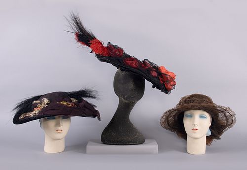 THREE LADIES AFTERNOON HATS, 1910-1920s