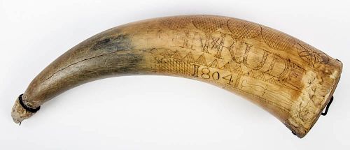 Early American Powder Horn, Dated "1804"