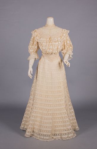 LACE & SATIN TEA DRESS, c. 1906