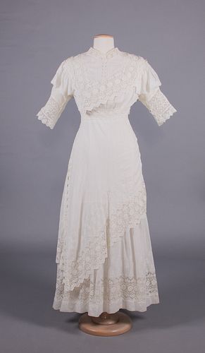 EMBROIDERED LACE TEA DRESS, 1910s