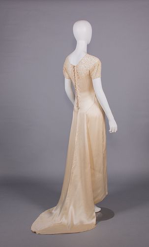 CHARMEUSE & BOBBIN LACE WEDDING GOWN, 1930s