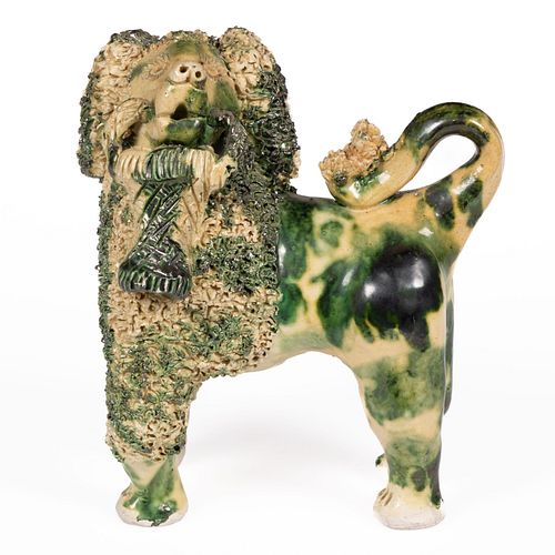 SIGNED BILLY RAY HUSSEY, NORTH CAROLINA EARTHENWARE / REDWARE DOG