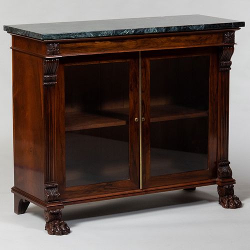 William IV Rosewood Side Cabinet with Marble Top