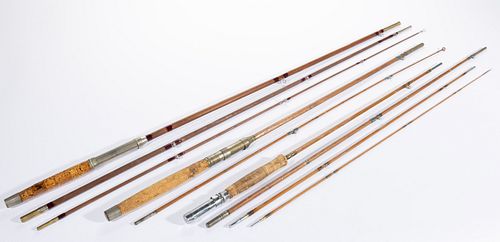 VINTAGE BAMBOO FLY FISHING RODS, LOT OF THREE