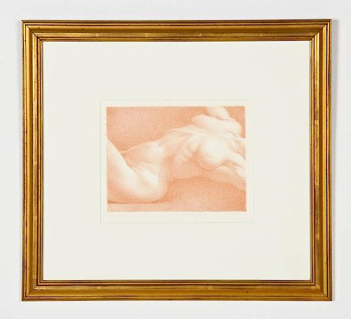 Martha Mayer Erlebacher (1937-2013; Nude torso,; Lithograph 7/40 , 8/1990, Gold-leaf frame, archival framing