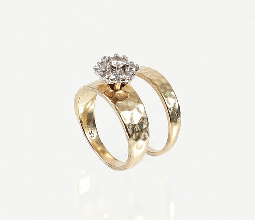 14K Diamond Floral Ring and Band