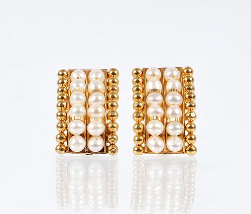22K Gold Bead Pearl Earrings