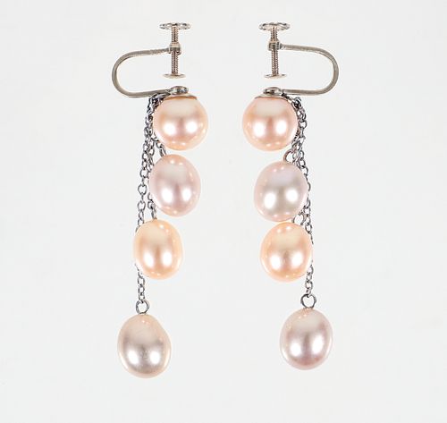 14K Cultured Pearl Dangle Earrings