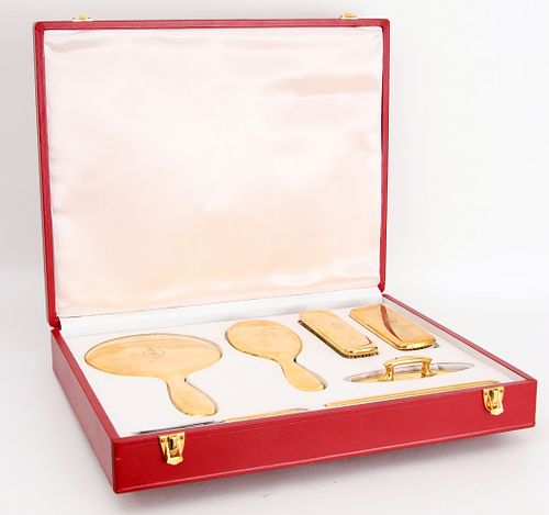 (7pc) Tiffany & Co 18k Gold Dresser Set