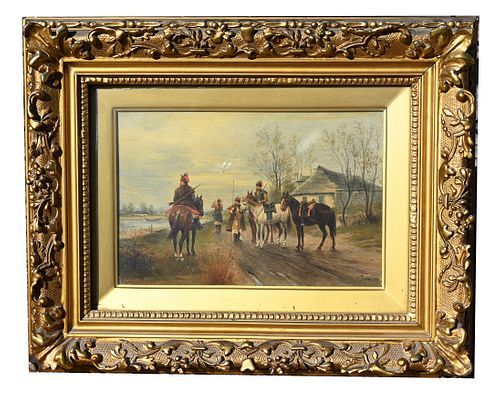 Signed, 19th C. "Russian Vedettes" Painting