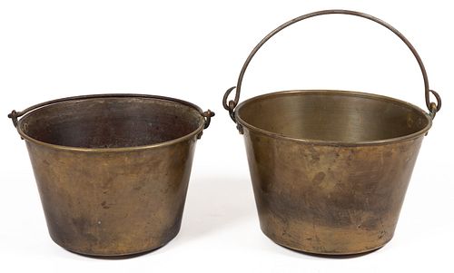 ASSORTED MANUFACTURERS BRASS BUCKETS, LOT OF TWO