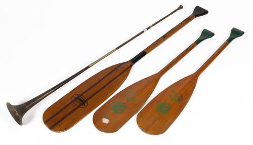INDIAN / FEATHER BRAND OARS / PADDLES, LOT OF THREE