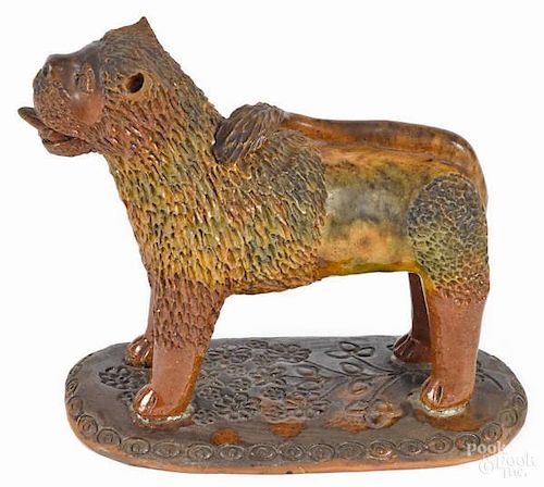 Pennsylvania redware figure of a standing lion,