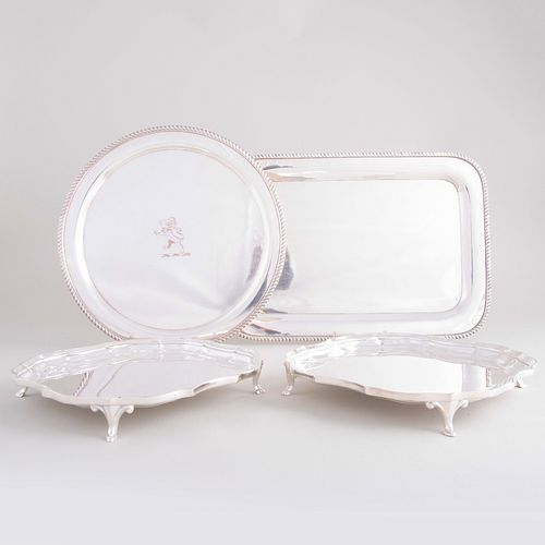Group of Four Silver Plate Trays