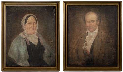 PAIR OF YOUNGSTOWN, MAHONING COUNTY, OHIO (19TH CENTURY) FOLK ART PORTRAITS