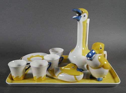 Antique LIMOGES SANDOZ Porcelain Bird Tea Set
