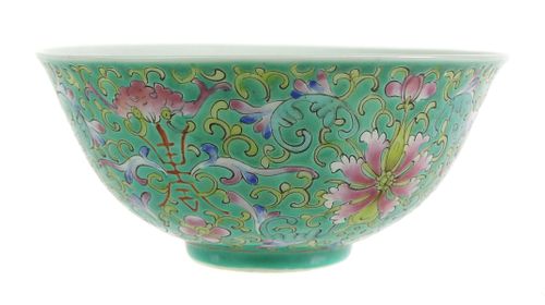 Chinese Famille Rose Turquoise Porcelain Bowl