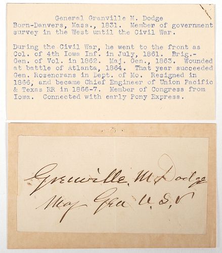 CIVIL WAR General Grenville Dodge Autograph