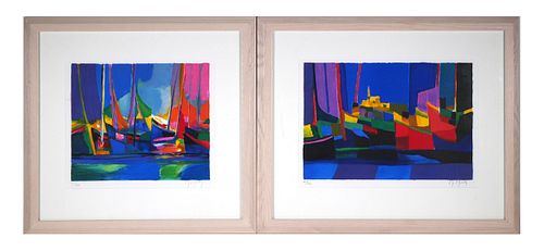 (2) MARCEL MOULY Sailboat Lithographs, Signed