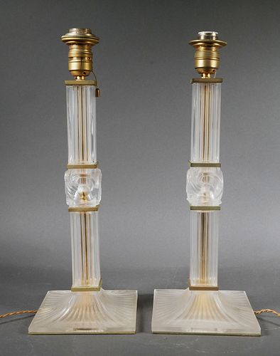 Pair of Lalique Josephine Lamps