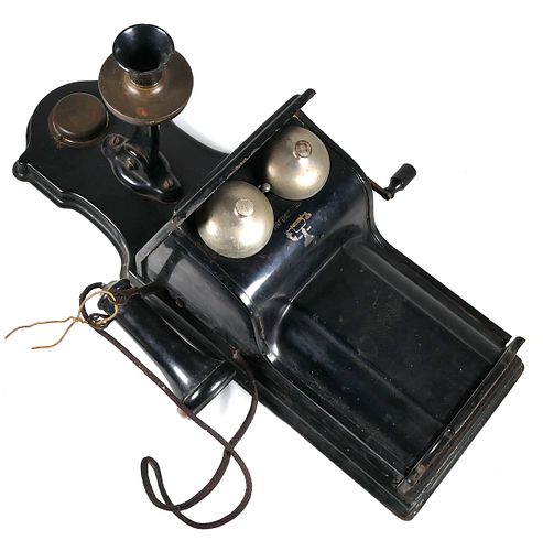 Antique L.M. Ericsson Fiddleback Wall Telephone