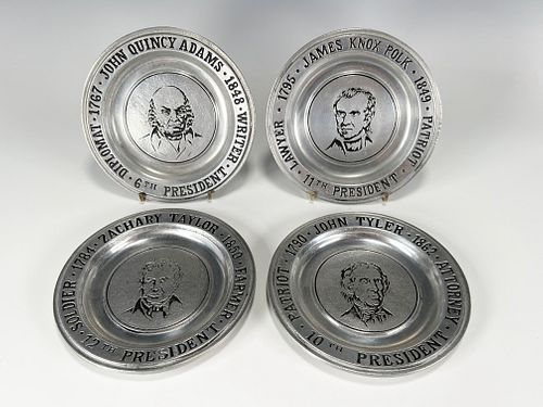 4 WILTON PEWTER PRESIDENTIAL COMMEMORATIVE DISHES