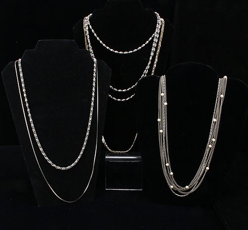 SILVER TONED CHAIN NECKLACES COSTUME JEWELRY