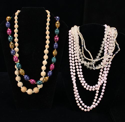 LOT OF COSTUME PEAR & COLORFUL BEAD NECKLACES 