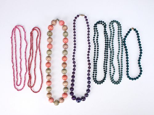 7 COLORFUL WOODEN & BEAD NECKLACES 