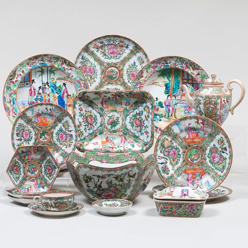 Chinese Export Canton Famille Rose Porcelain Part Service