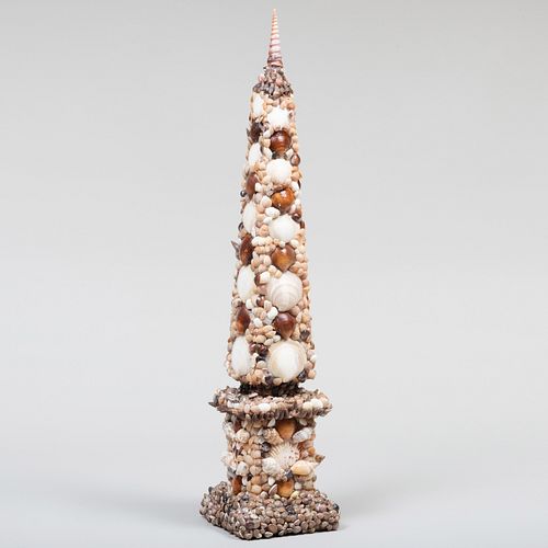 Neoclassical Style Shell-Encrusted Obelisk