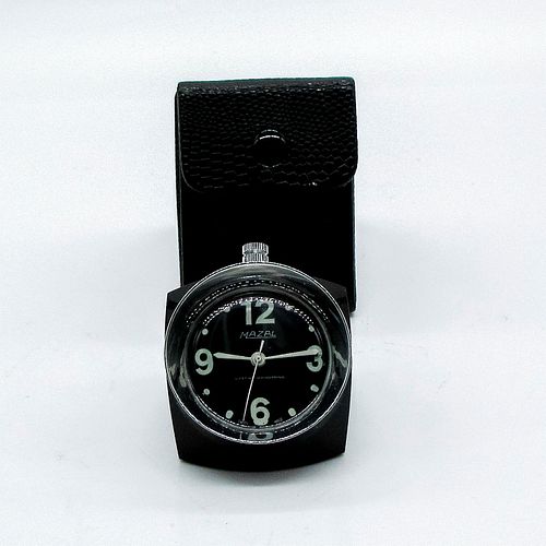 Vintage Mazal Swiss Made Small Table Clock With Case, Black