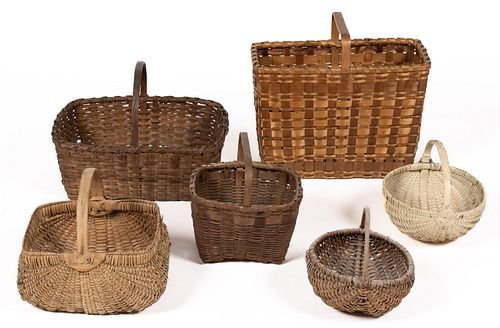 ASSORTED AMERICAN BASKETS, LOT OF SIX