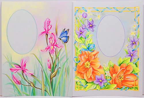 Two Illustrations for Floral Greeting Cards