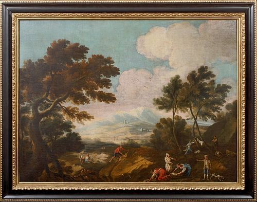 LANDSCAPE WITH FIGURES OIL PAINTING