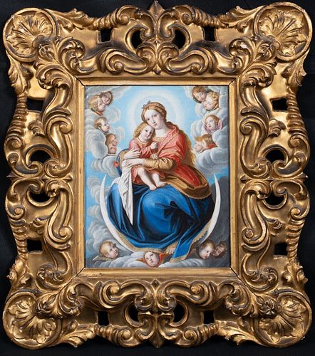 CELESTIAL MADONNA & CHILD OIL PAINTING
