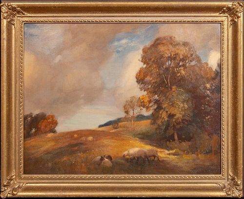 SHEEP LANDSCAPE OIL PAINTING