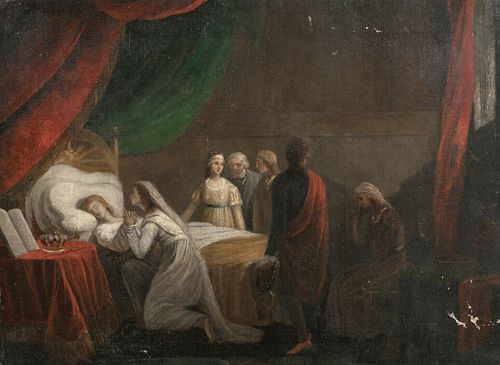 ROYAL DEATHBED SCENE OIL PAINTING