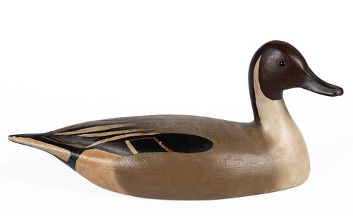 MIKE BORRETT (MADISON, WISCONSIN, B. 1960) FOLK ART CARVED AND PAINTED DECOY