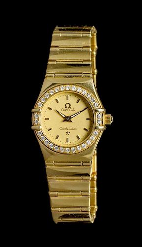 An 18 Karat Yellow Gold and Diamond "Constellation" Wristwatch, Omega,