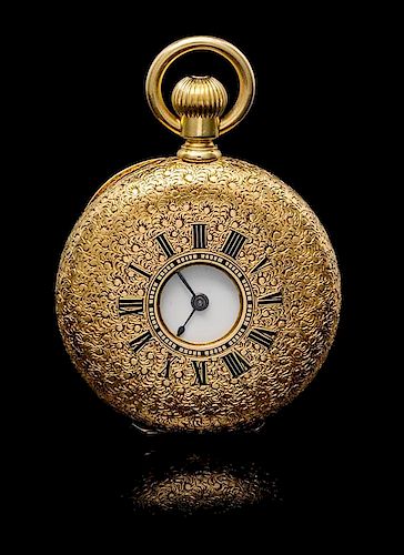 An 18 Karat Yellow Gold and Enamel Demi Hunter Pocket Watch, Tiffany & Co.,