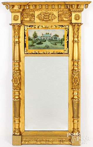Large Sheraton giltwood mirror, 19th c.