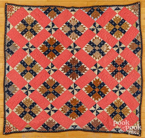 Cross and crown patchwork youth quilt, ca. 1900