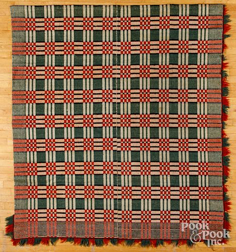 Unusual color Jacquard coverlet, mid 19th c.