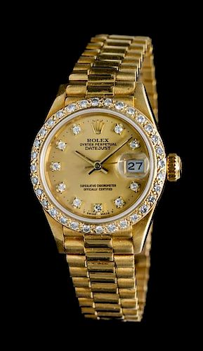 * An 18 Karat Yellow Gold and Diamond Ref. 69278 Datejust Wristwatch, Rolex,